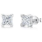 Load image into Gallery viewer, Sterling Silver Square Cubic Zirconia Solitaire Stud Earrings - JOOLS By Jenny Brown

