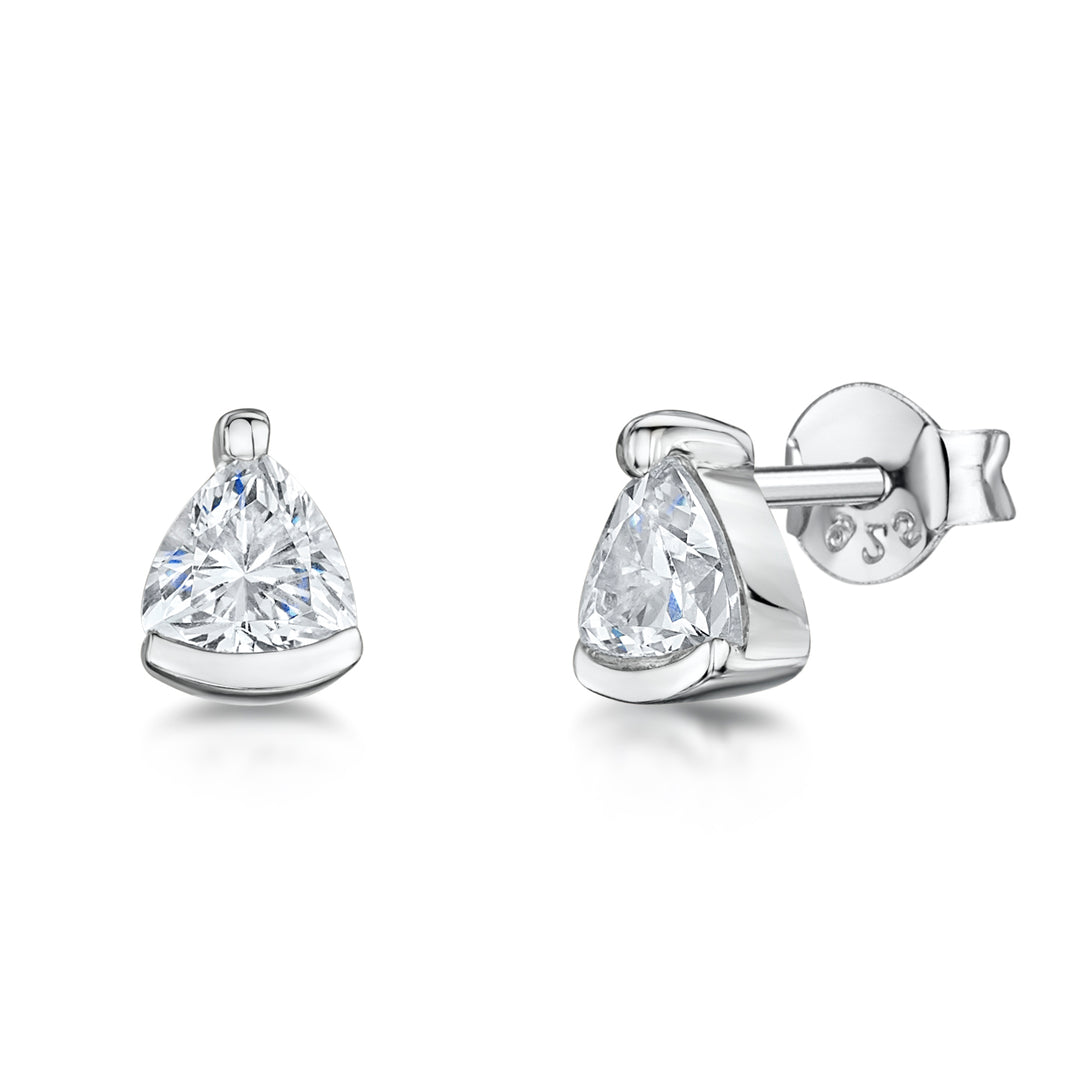 Copy of Sterling Silver Curved Triangle Stud Earring Set With Cubic Zirconia JOOLS by Jenny Brown