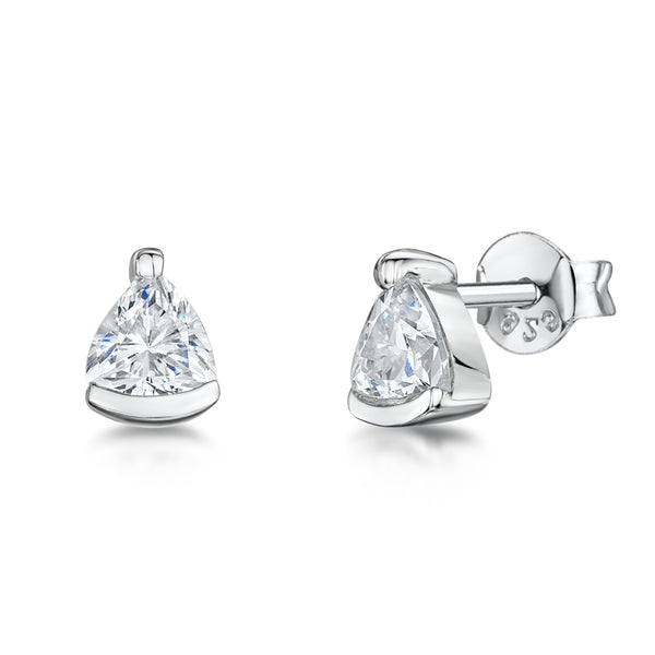 Copy of Sterling Silver Curved Triangle Stud Earring Set With Cubic Zirconia JOOLS by Jenny Brown