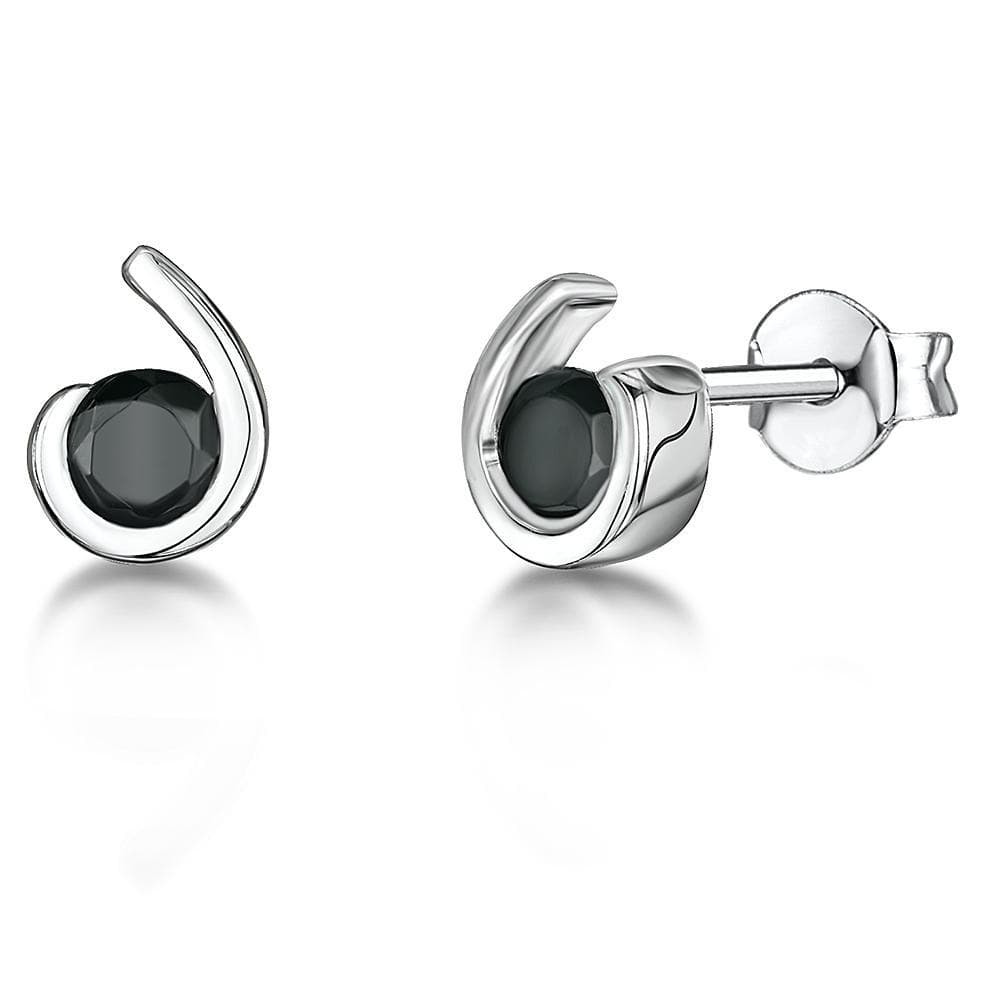 Sterling Silver Studs With A Black Zirconia CentreEarrings - JOOLS By Jenny Brown