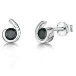 Load image into Gallery viewer, Sterling Silver Studs With A Black Zirconia CentreEarrings - JOOLS By Jenny Brown

