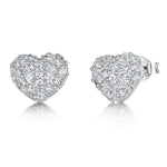 Load image into Gallery viewer, Sterling Silver Heart Stud Earrings Pave Set With Cubic Zirconia Stones - JOOLS By Jenny Brown
