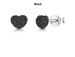 Load image into Gallery viewer, Sterling Silver Heart Stud Earrings Pave Set With  Black Cubic Zirconia Stones - JOOLS By Jenny Brown
