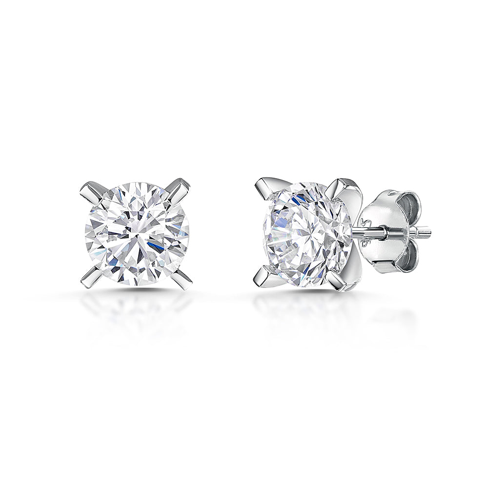 Sterling Silver Cubic Zirconias Large Claw Earrings