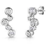 Load image into Gallery viewer, Sterling Silver Bubble Drop Earring With Five Cubic Zirconia Stones
