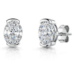 Load image into Gallery viewer, Sterling Silver Stud Earrings With Oval Shaped Cubic Zirconia
