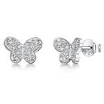 Load image into Gallery viewer, Sterling Silver Butterfly Stud Earrings Set With Cubic Zirconoa Stonesearrings - JOOLS By Jenny Brown
