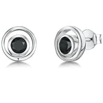 Load image into Gallery viewer, Sterling Silver Studs With A Black Cubic Zirconia CentreEarrings - JOOLS By Jenny Brown
