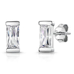 Load image into Gallery viewer, Sterling Silver Baguette Stud Earrings
