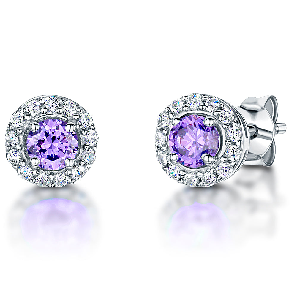 Sterling Silver Emerald Green  Halo Stud  Earrings - JOOLS By Jenny Brown