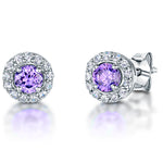 Load image into Gallery viewer, Sterling Silver Emerald Green  Halo Stud  Earrings - JOOLS By Jenny Brown
