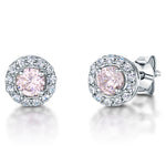 Load image into Gallery viewer, Sterling Silver Emerald Green  Halo Stud  Earrings - JOOLS By Jenny Brown
