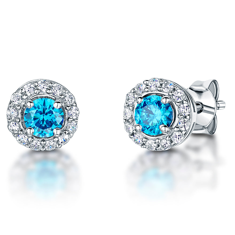 Sterling Silver Emerald Green  Halo Stud  Earrings - JOOLS By Jenny Brown