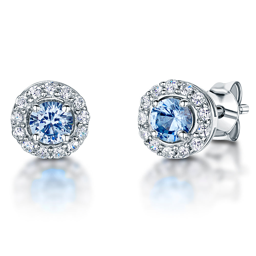 Sterling Silver Emerald Green  Halo Stud  Earrings - JOOLS By Jenny Brown