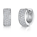 Load image into Gallery viewer, Sterling Silver Earrings- 'Huggie' Style -3 Rows of Pave Set With Cubic Zirconias- JOOLS By Jenny Brown
