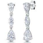 Load image into Gallery viewer, Sterling Silver Drop Earrings - Featuring 3 Graduated Pear and Marquise Shape Cubic Zirconia Stones - JOOLS By Jenny Brown
