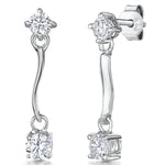 Load image into Gallery viewer, Sterling Silver Dangle Drop Earrings With Two Claw Set CZ StonesEarrings - JOOLS By Jenny Brown
