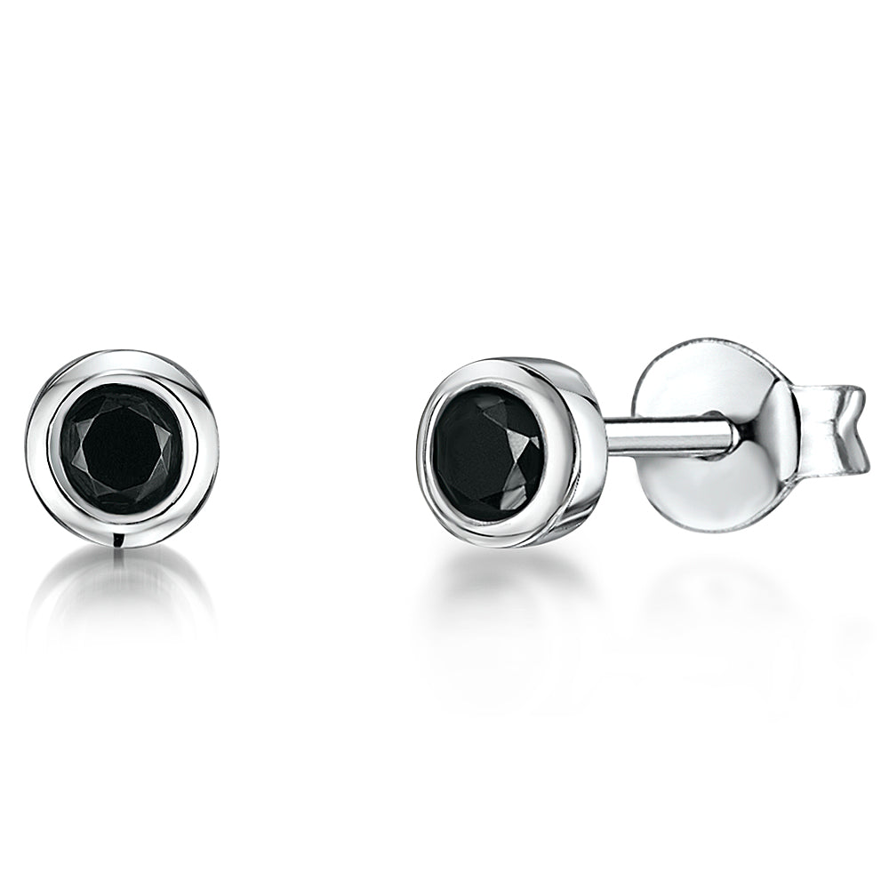 Sterling Silver Rubover Setting With Black Cubic Zirconia JOOLS by Jenny Brown