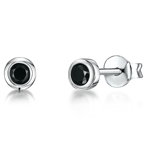 Sterling Silver Rubover Setting With Black Cubic Zirconia JOOLS by Jenny Brown