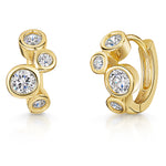 Load image into Gallery viewer, Yellow Gold  Huggie Bubble Earrings Set With Zirconia Stones-JOOLS by Jenny Brown
