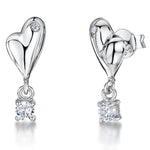 Load image into Gallery viewer, Sterling Silver Quirky Heart Drop Earrings-JOOLS by Jenny Brown
