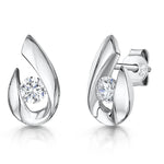 Load image into Gallery viewer, Sterling Silver  Pear Drop Shape Stud Earrings - JOOLS By Jenny Brown
