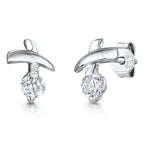 Load image into Gallery viewer, Sterling Silver Kiss Stud Earrings With A  Round Cubic Zirconia  Stone-JOOLS by Jenny Brown
