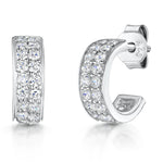 Load image into Gallery viewer, Sterling Silver Half Hoop Huggie Stud Earrings Set with Two Rows of Round Cubic Zirconia Stones - JOOLS By Jenny Brown
