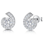 Load image into Gallery viewer, Sterling Silver Open Pave Curl Cubic Zirconia Studs JOOLS by Jenny Brown
