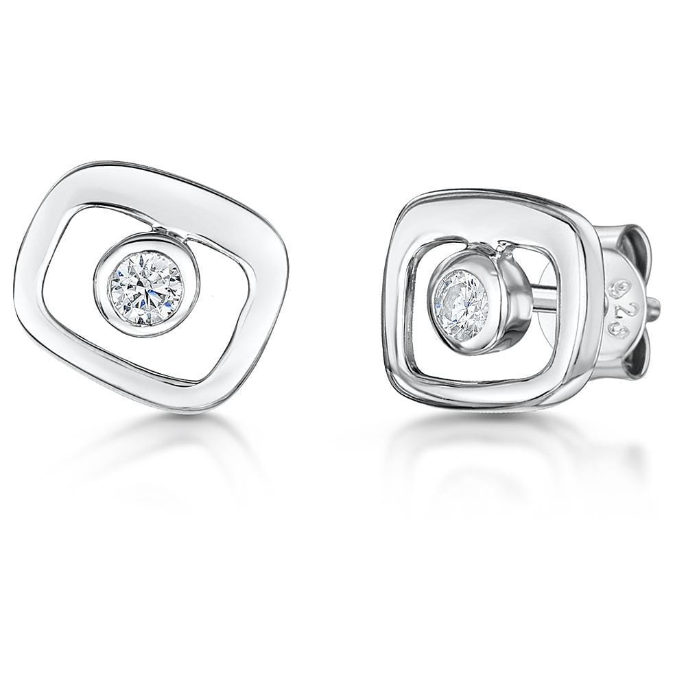 Sterling Silver Stud Earrings Featuring An Open Square - JOOLS By Jenny Brown