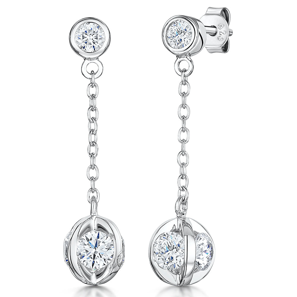 Sterling Silver Drop Earring With Ball And Chain JOOLS by Jenny Brown