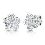 Load image into Gallery viewer, Sterling Silver Flower Earrings Set With Five Cubic Zirconia Petals - JOOLS By Jenny Brown
