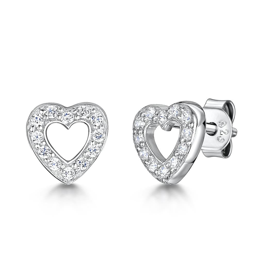 Sterling Silver Open Heart  Earrings - JOOLS By Jenny Brown