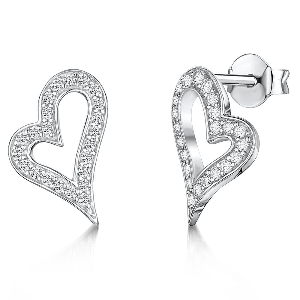 Sterling Silver Dali Style Open Heart Stud Earringsearrings - JOOLS By Jenny Brown
