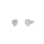 Load image into Gallery viewer, Sterling Silver and 4mm Cubic Zirconia Rub Over Stud Earrings JOOLS by Jenny Brown
