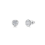 Load image into Gallery viewer, Sterling Silver and Cubic Zirconia Rub Over Stud Earrings JOOLS by Jenny Brown
