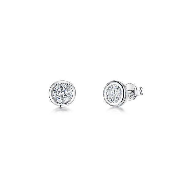 Sterling Silver and Cubic Zirconia Rub Over Stud Earrings JOOLS by Jenny Brown