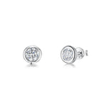 Load image into Gallery viewer, Sterling Silver and Cubic Zirconia Rub Over Stud Earrings JOOLS by Jenny Brown
