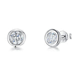 Load image into Gallery viewer, Sterling Silver and Cubic Zirconia Rub Over Stud Earrings JOOLS by Jenny Brown
