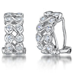 Load image into Gallery viewer, Sterling Silver Huggie Earrings - Set With 12 White Zirconia Stones - JOOLS By Jenny Brown
