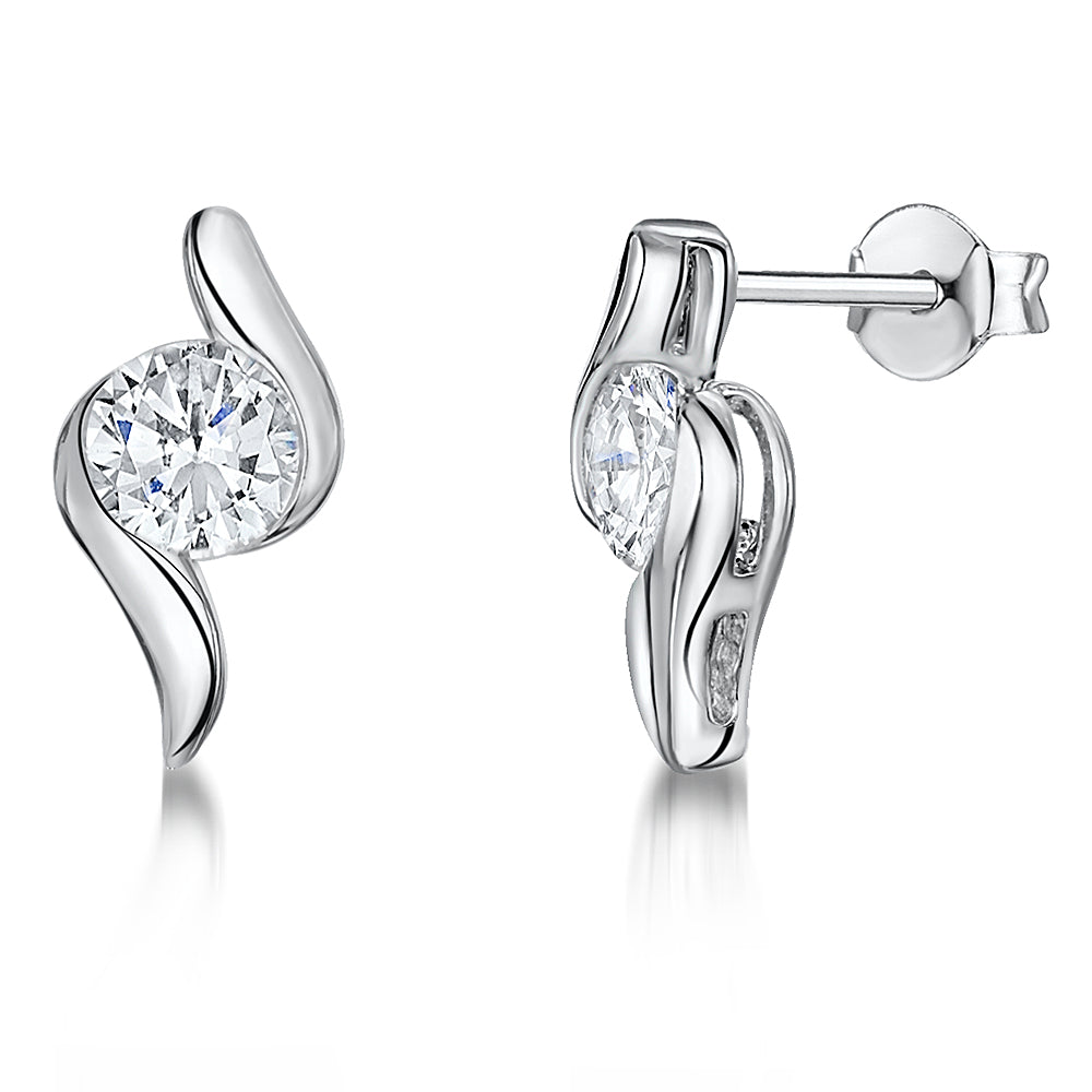 Sterling Silver Twist Stud Set With Cubic Zirconia JOOLS by Jenny Brown