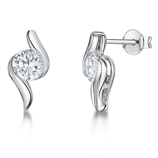 Sterling Silver Twist Stud Set With Cubic Zirconia JOOLS by Jenny Brown