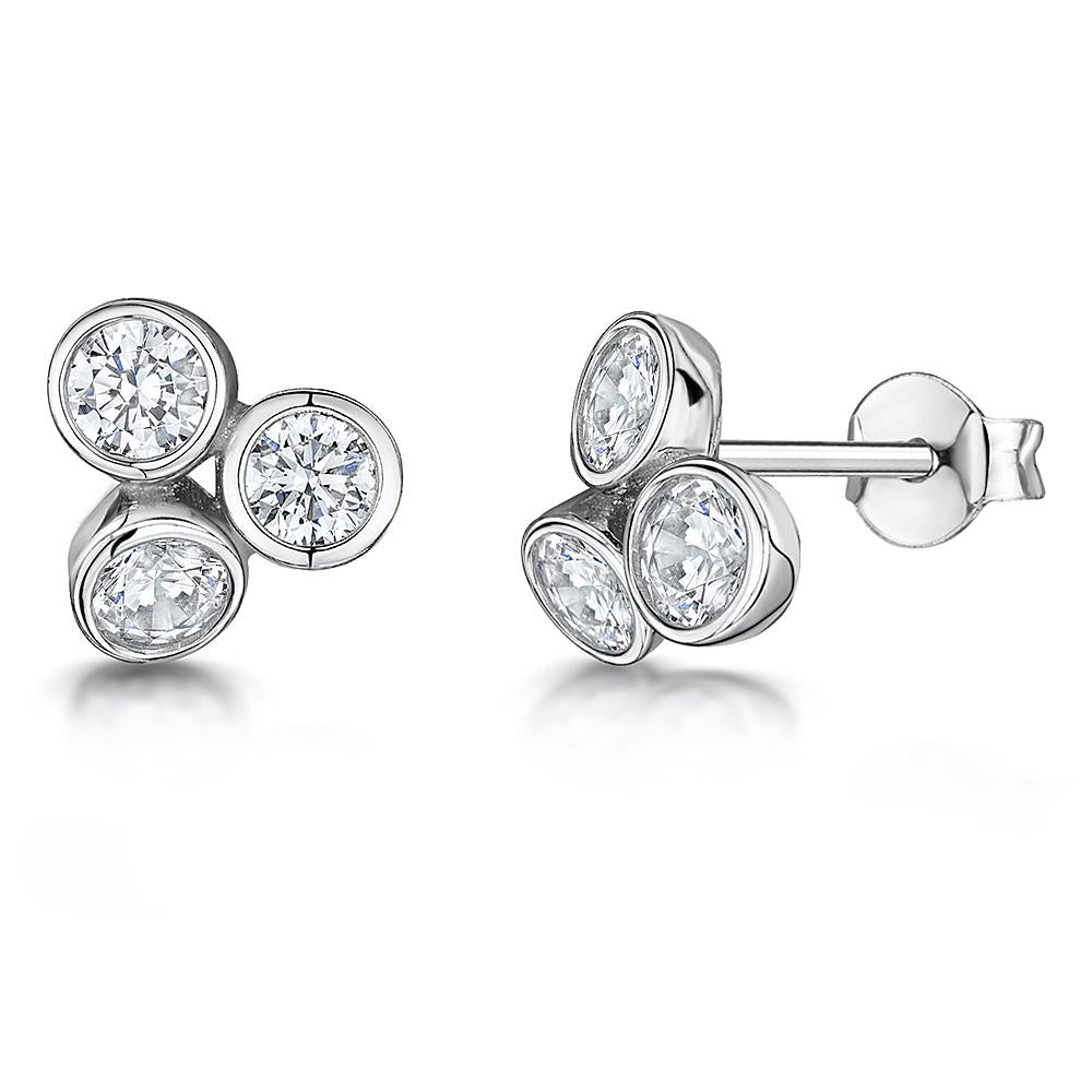 Sterling Silver Stud Earrings Raindance Boodles Style - Set With  Cubic Zirconia  - JOOLS By Jenny Brown