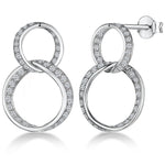 Load image into Gallery viewer, Sterling Silver Double Circle Drop  Earrings Set With Cubic Zirconia StonesEarrings - JOOLS By Jenny Brown
