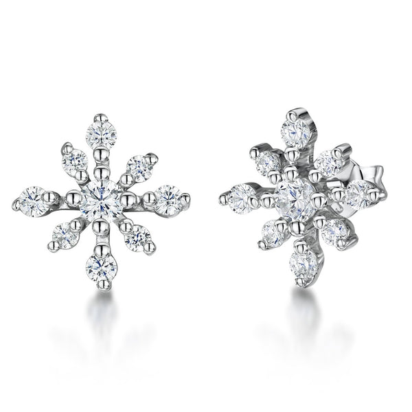Sterling Silver Spiky Snowflake Earrings With Cubic Zirconia StonesEarrings - JOOLS By Jenny Brown
