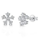 Load image into Gallery viewer, Sterling Silver Six Cubic Zirconia Stone  Snowflake Earrings - JOOLS By Jenny Brown
