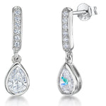 Load image into Gallery viewer, Sterling Silver Teardrop Cubic Zirconia Drop Earrings With Cubic Zirconia Set Long Bale JOOLS by Jenny Brown
