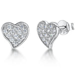 Load image into Gallery viewer, Sterling Silver Small  Offset Pave Set  Heart Stud Earringsearrings - JOOLS By Jenny Brown
