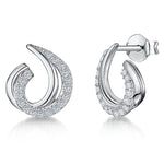 Load image into Gallery viewer, Sterling Silver Curled Stud Earrings Set With Cubic Zirconias JOOLS by Jenny Brown
