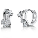 Load image into Gallery viewer, Sterling Silver Huggy Hoop Earrings Set With Cubic Zirconia Flowers JOOLS by Jenny Brown
